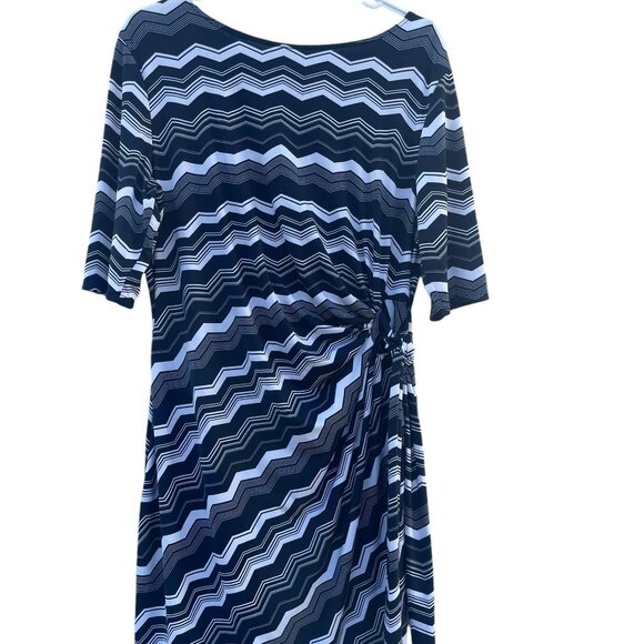 Karin Stevens Navy/White Chevron Knee Length Dress Size Large - Picture 1 of 10